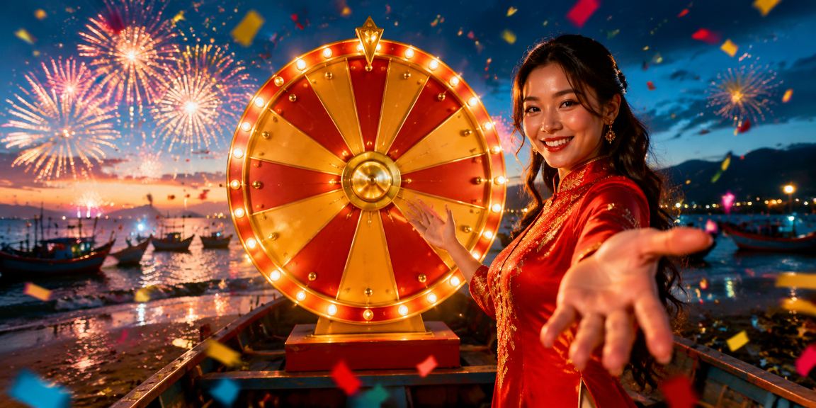 Phong cảnh bãi biển với người đăng ký giải thưởng may mắn